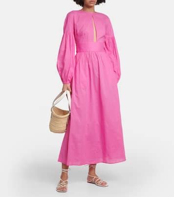 Roset Puff Sleeve Cotton Maxi Dress In Pink Marysia Mytheresa