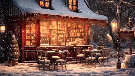 Smooth Jazz Music For Stress Relief Snowy Coffee Shop Ambience