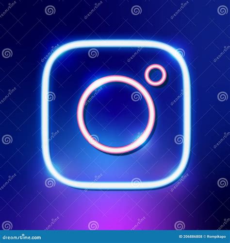 Neon Light Instagram Editorial Social Media Icon Vector Illustration