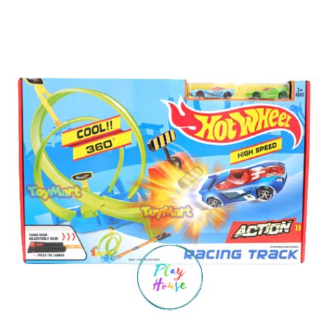 Racing Track Hot Wheel Parking Garage W High Speed Press And Go Car Launcher Play Set