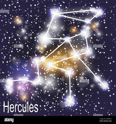 Hercules Constelación con hermosas estrellas brillantes sobre el fondo