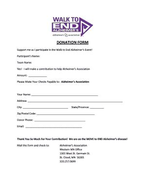 Alzheimers Donation Form Fill And Sign Printable Template Online