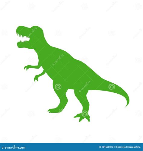 Dinosaur T-Rex Vector Silhouette. Roaring Green Tyrannosaurus ...