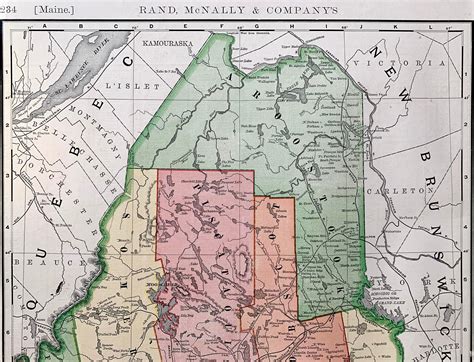 Maine Map Original Rand Mcnally Atlas Augusta Etsy