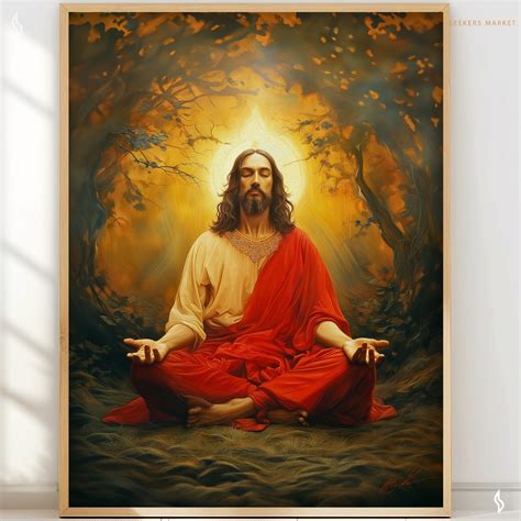 Meditation Jesus Wall Art Print Painting of Jesus Meditating Yoga ...