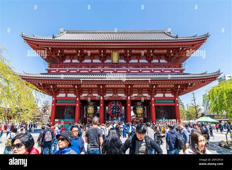 Tokyo The Asakusa Shrine And Sensoji Temple The Courtyard In Front Of