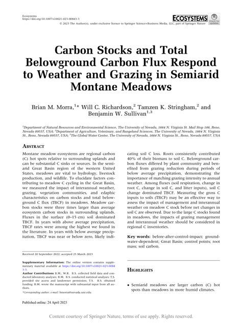 Carbon Stocks And Total Belowground Carbon Flux Respond To Weather And