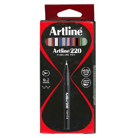 Artline 220 Fineliner Pens Super Fine 02mm Assorted Box 12