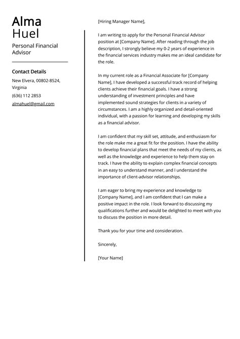 Personal Financial Advisor Cover Letter Examples Template 20 Tips