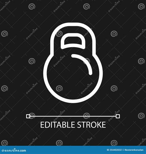Kettlebell Pixel Perfect White Linear Ui Icon For Dark Theme Stock