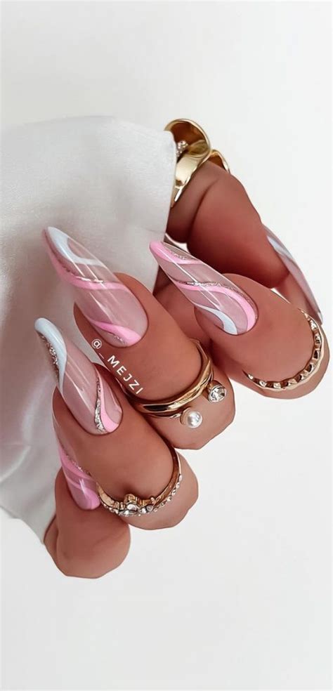 30 Playful Pink Nail Art Designs For Every Occasion Pink White Swirl Nude Nails