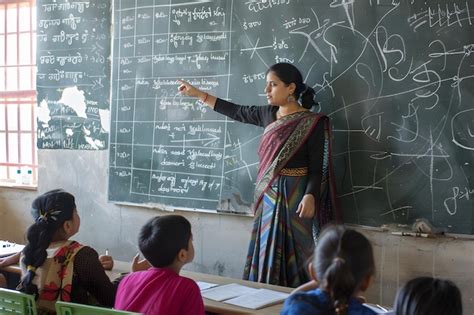 Indian teacher and students in the classroom india tamil nadu ...