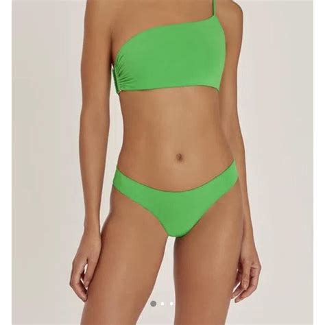 Nwt Lenny Niemeyer One Shoulder Green Bikini Still Depop