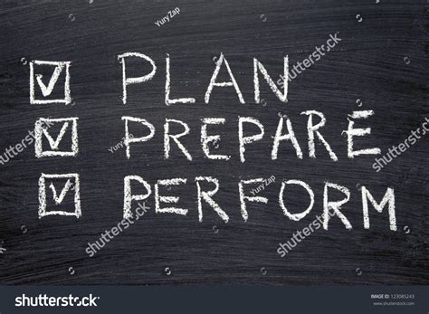 plan prepare perform words handwritten  stockfoto
