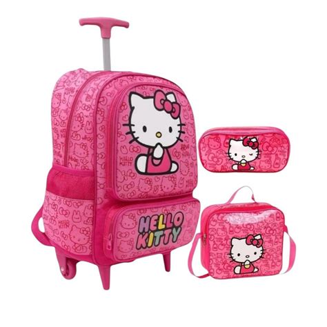 Kit Mochila Hello Kitty Rodinha - kit mochila hello kitty juvenil rodinha escolar passeio tamanho G ENVIO ...