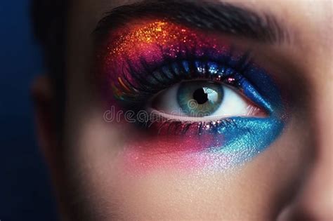 Face Of Gay Man With Eye Makeup Mascara And Eyeliner For Men Drag Queen Generative Ai