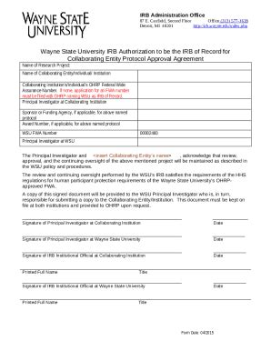 Authorization To Use Another Irb For Protocol Approval Doc Template