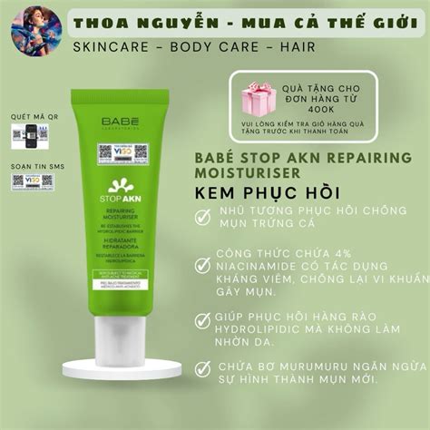 Kem dưỡng phục hồi Babe cho da dầu mụn Stop AKN Repairing Moisturiser Shopee Việt Nam