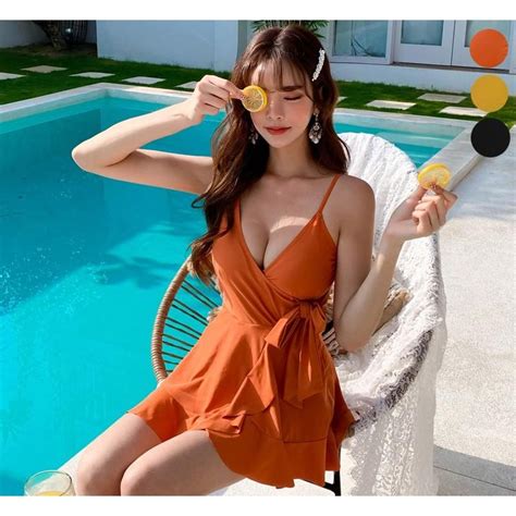 台灣出貨顯瘦褲款深領 平口褲大尺碼SA222泳衣泳裝溫泉連身比基尼 遊泳衣 bikini 蝦皮購物