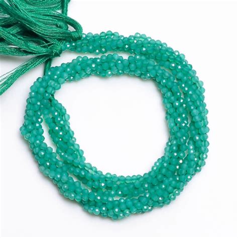 Mm Natural Green Onyx Faceted Round Rondelle Beads Jewelry Cm