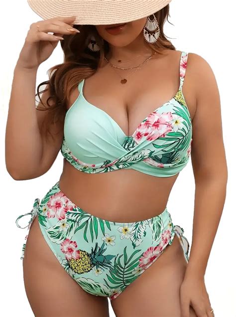 BIKINI STRÓJ KĄPIELOWY PLUS SIZE KWIATY DUŻE ROZMIARY WYSOKI STAN 44 15760891831 Allegro pl