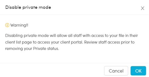 private mode    enable disable  wealth portal