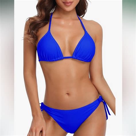 Swim Charmleaks Women Halter Bikini String Piece Triangle Swimsuit Tie Side Poshmark