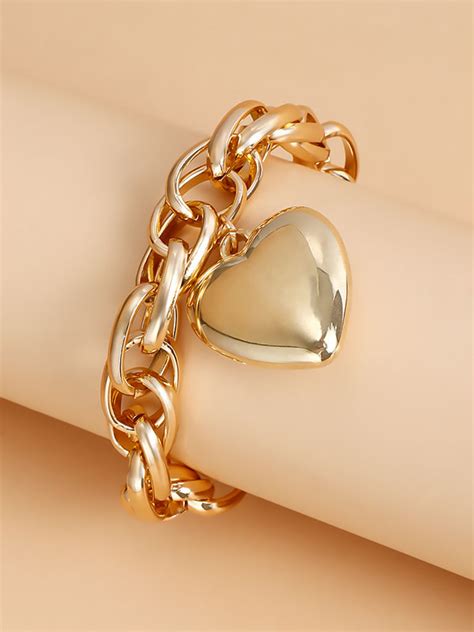 Normcore Chains Heart Shape Solid Color Bracelet Accessories