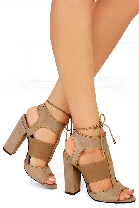 Fun Nude Heels High Heel Sandals Vegan Suede Heels