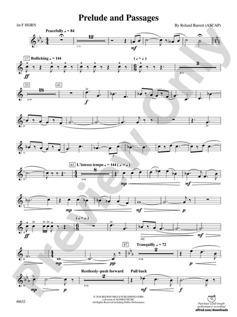 Prelude And Passages 1st F Horn 1st F Horn Part Digital Sheet Music Download