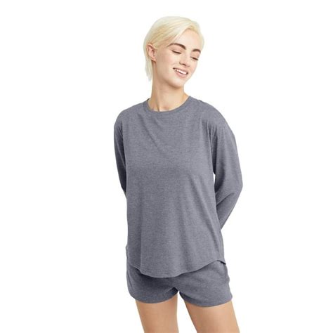 Hanes Originals Womens Tri Blend Relaxed T Shirt With Long Sleeves