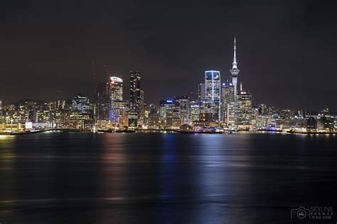 Skyline of Auckland at night