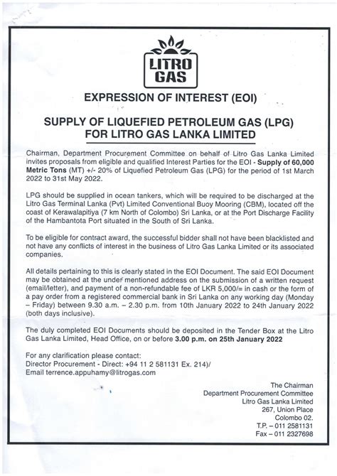 Procurement Notice Tender No Lgll Lpg Icb Expression