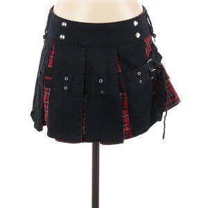 Tripp Nyc Skirts Red Black Plaid Pleated Skirt Euc Vintage Rare