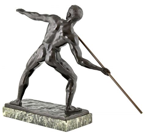 Art Deco Sculpture Male Nude With Spear Deconamic