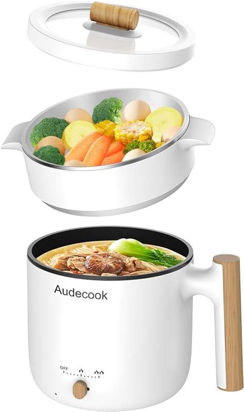 Amazon Audecook Hot Pot Electric With Steamer L Portable Mini Travel Cooker