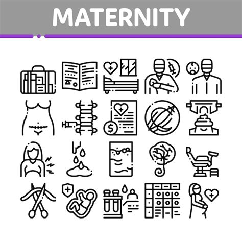 Premium Vector Maternity Hospital Collection Icons Set Vector