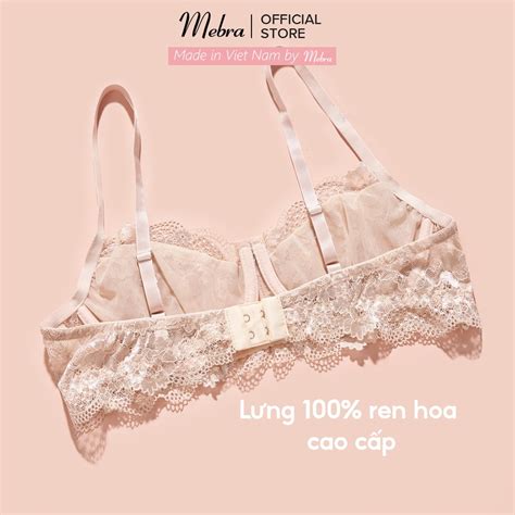 Set đồ lót ren hoa nude đậm áo có gọng quần tam giác đáy cotton co giãn cao cấp gợi cảm Mebra