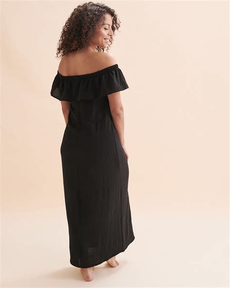 Cover Me Airflow Off The Shoulder Maxi Dress Black Bikini Village