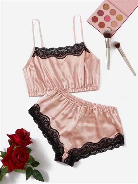 Satin Lace Trim Lingerie Set For Sale Australia New Collection Online Shein Australia