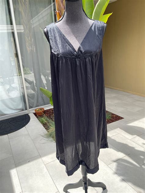 Vanity Fair Black Nightie Vintage Night Gown Lingerie Black Slip Sleep Dress Size XL 44 Etsy
