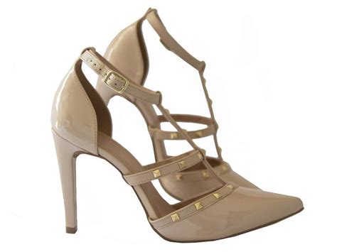 Scarpin Feminino Nude Spike Salto Fino Alto Salook Scarpin Feminino Magazine Luiza