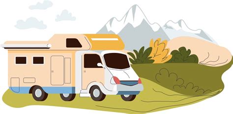 Rv Camping And Camper Van Concept Art Royalty Free Vector