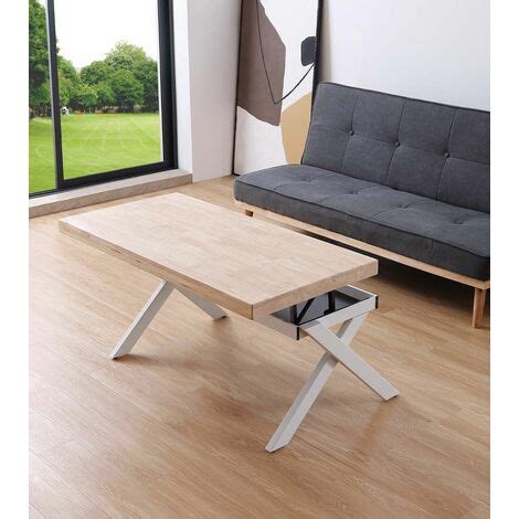 Home Heavenly Mesa Centro Elevable Xena De Madera De Roble Con Pata