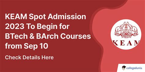 KEAM Spot Admission 2023 To Begin For BTech BArch Courses From Sep 10