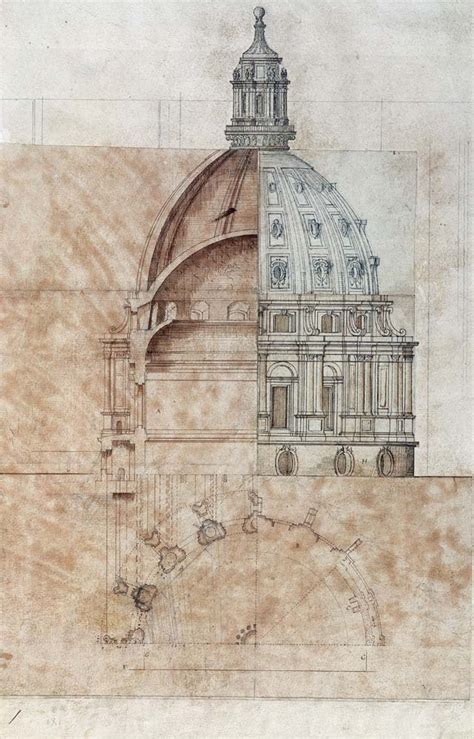 The Definitive Design Section Elevation And Half Plan Of St Paul S