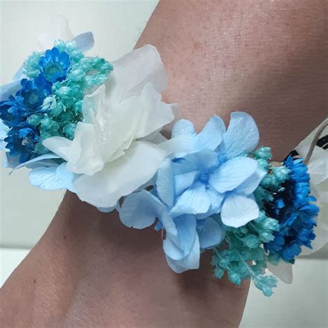 Pulsera De Hortensia Azul Abril Dissenys Brazalete Dama Honor