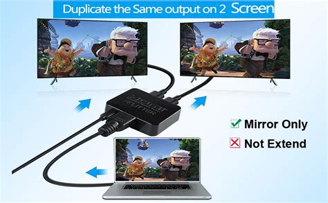 HDMI-Splitter 1 in 2 Ausgänge, 2 gleiche Ausgänge, Display gleichzeitig ...
