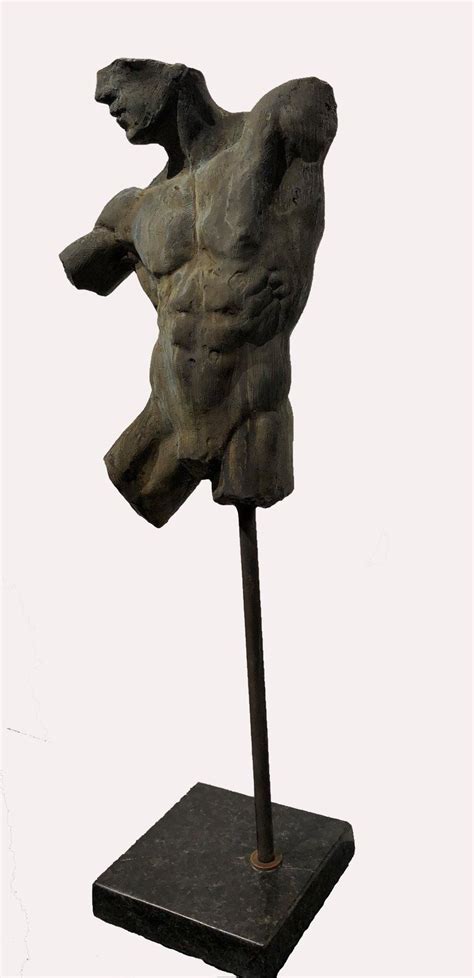 Dean Kugler Iron Relic Bronze Male Nude Sculpture Torso In Classical Style By Dean Kugler
