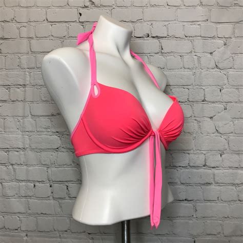 Victorias Secret Bikini Bra Top Hot Neon Pink D Gem